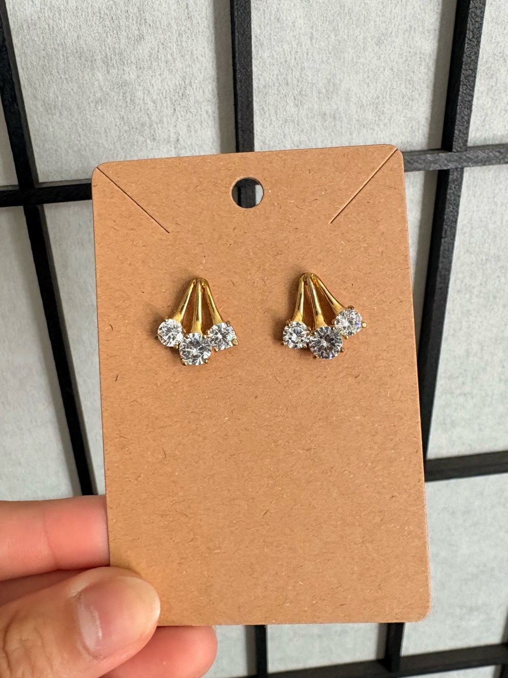 Gold Tone Crystal Cluster Stud Earrings - Women Jewelry
